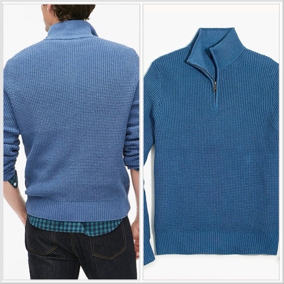 J. Crew Factory Other - NEW $118 J.Crew Waffle Knit Half Zip Pullover Sweater Baltic Blue XL Cotton